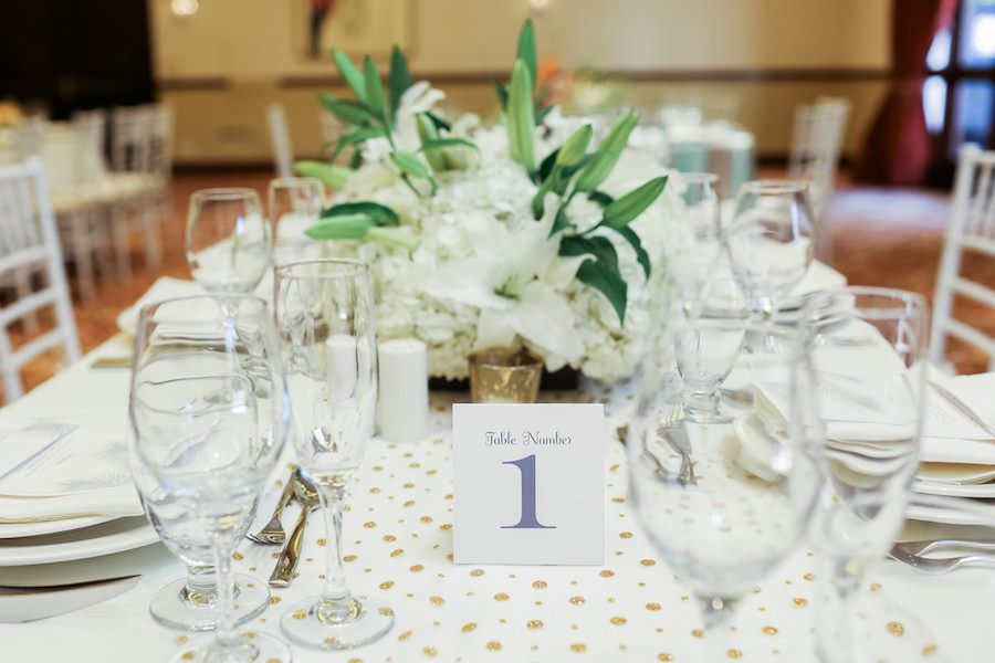 White and Gold Wedding Centerpiece Wedding Inspiration | Travelmoons: Sandals Royal Bahamian Bahamas Destination Honeymoon and Wedding | Wedding Photographer AlexisJuneWeddings