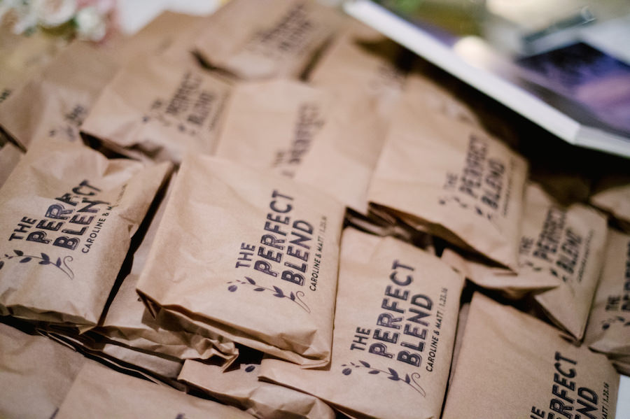 Customized Wedding Favors | Coffee Bean Wedding Favors in Personalized Brown Bag
