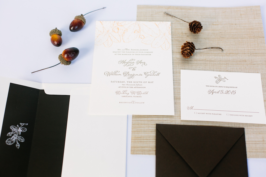 Black, Ivory and Gold Letterpress Wedding Invitation Suite | Tampa Wedding Invitations by A&P Design Co | Fall Wedding Invitation Trends