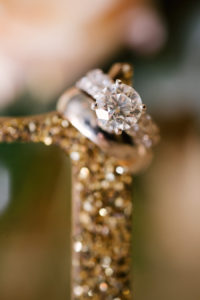 Round Engagement Ring with Wedding Rings Portrait