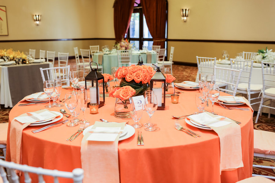 Orange Centerpiece Wedding Reception Inspiration | Travelmoons: Sandals Royal Bahamian Bahamas Destination Honeymoon and Wedding | Wedding Photographer AlexisJuneWeddings