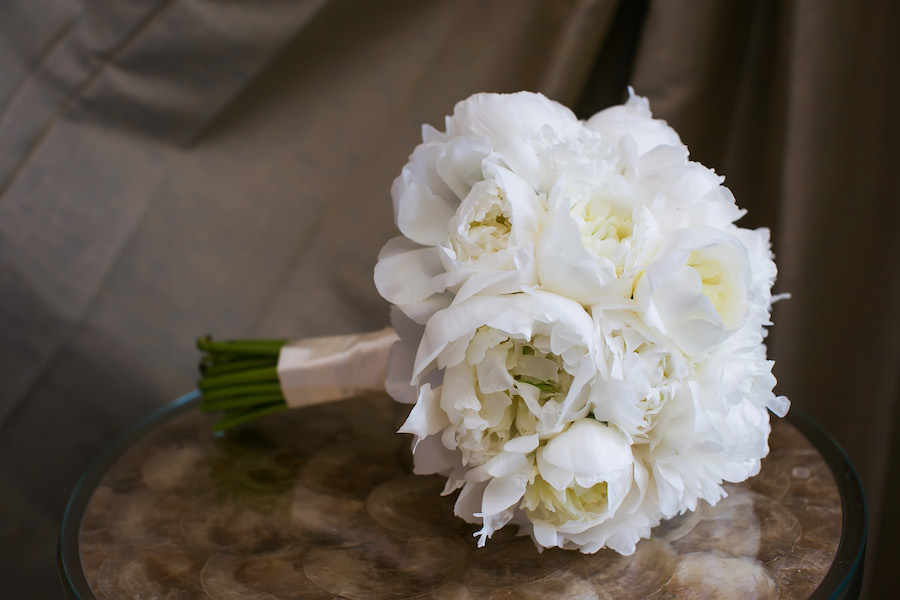 White. Floral Peony Bridal Wedding Bouquet of Flowers