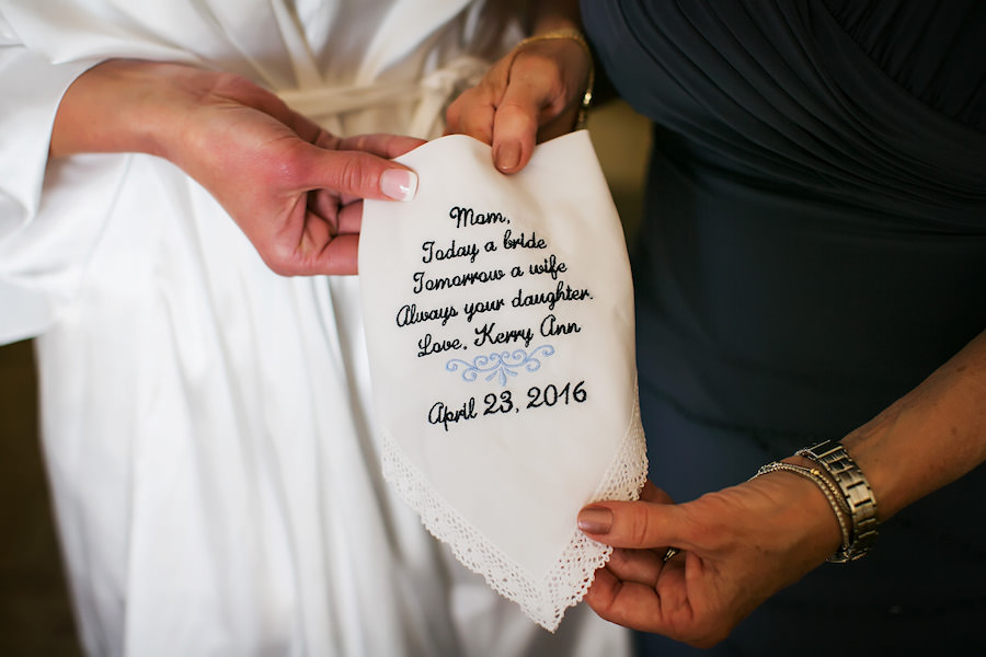 Personalized, Stitched Custom Handkerchief for Mother from Daughter | Wedding Day Gift Ideas for Mom