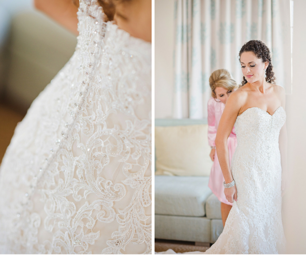 Bride Getting Ready on Wedding Day | Bridesmaids Helping Bride Put Dress On | Tampa Wedding Photographer Marc Edwards Photographs