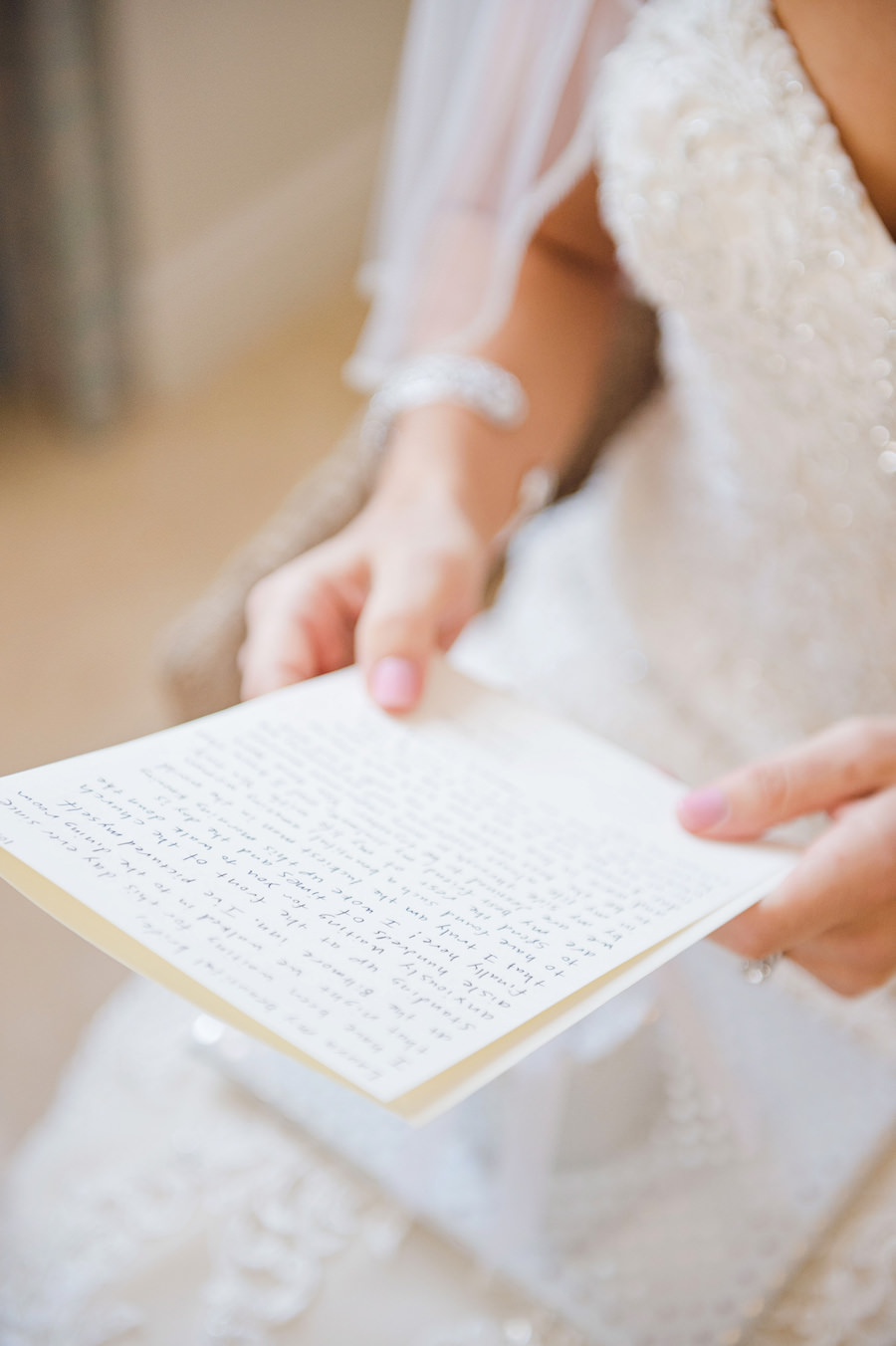 Bride Reading Card From Groom Wedding Day Portrait | Tampa Wedding Photographer Marc Edwards Photographs