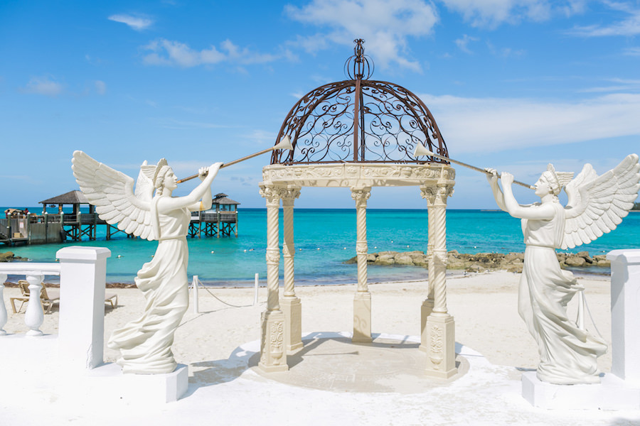Outdoor Beach Wedding Ceremony Sandals Royal Bahamian Bahamas Destination Honeymoon and Wedding | Wedding Photographer AlexisJuneWeddings