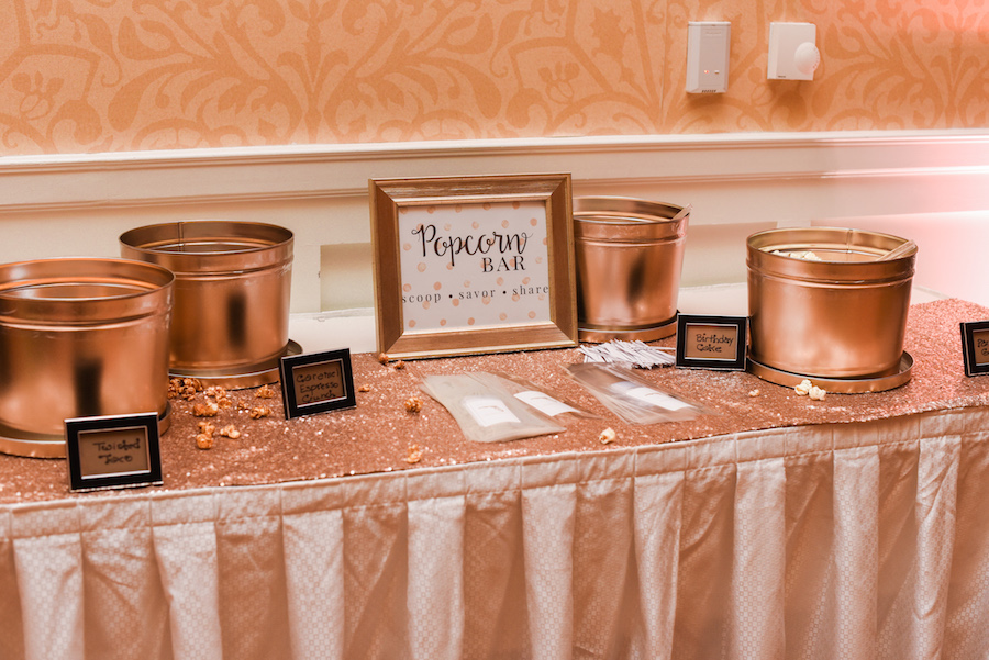 Custom Wedding Popcorn Dessert Favors in Tampa Bay by iPop Gourmet Popcorn and A Piece of Cake 