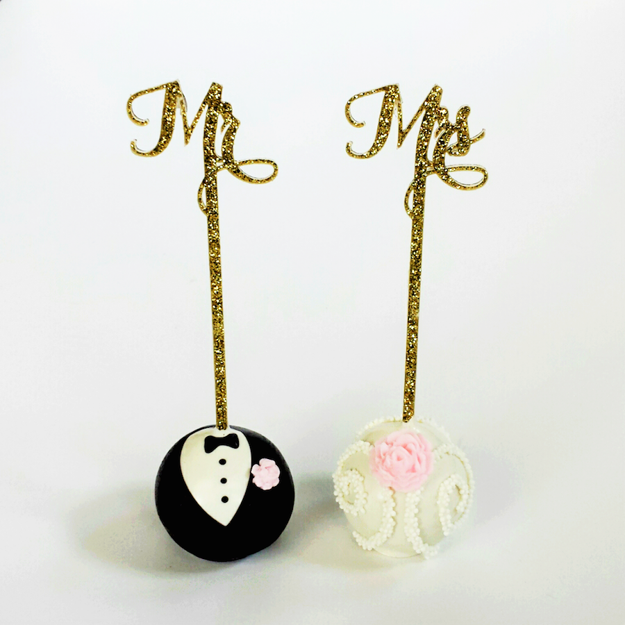 Mr & Mrs Custom Wedding Cake Pops | Custom Cake Pop Wedding Dessert Favors in Tampa Bay by Sweetly Dipped Confections 