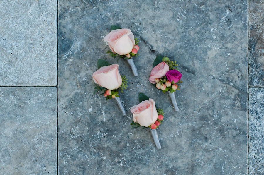 Pink Rose Groom and Groomsmen Wedding Boutonnieres