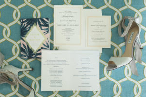 Gold, White, Palm Tree Wedding Invitation Stationary for St. Pete Beach Wedding