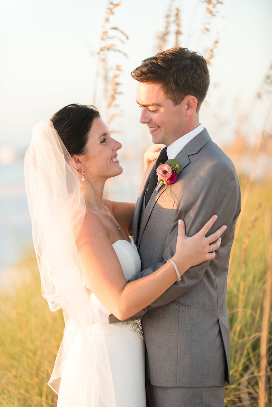 Waterfront, Beach Wedding Portrait of Bride and Groom at St. Pete Wedding