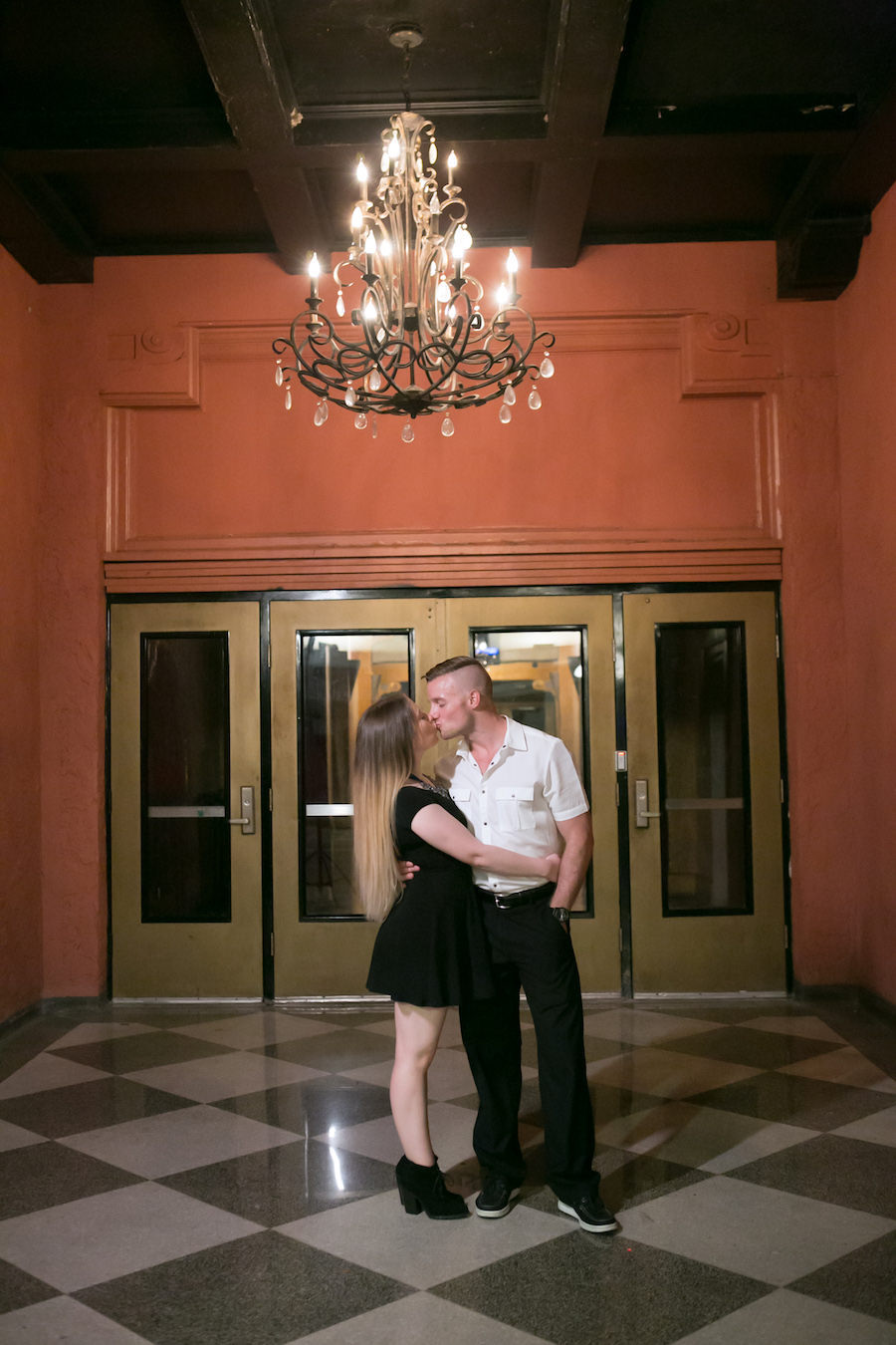 Ybor City Engagement Portrait at Vintage Movie Theatre in Tampa Florida | Muvico Centro | Tampa Wedding Photographer Carrie Wildes Photography