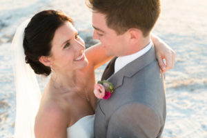 Waterfront, Beach Wedding Portrait of Bride and Groom at St. Pete Wedding