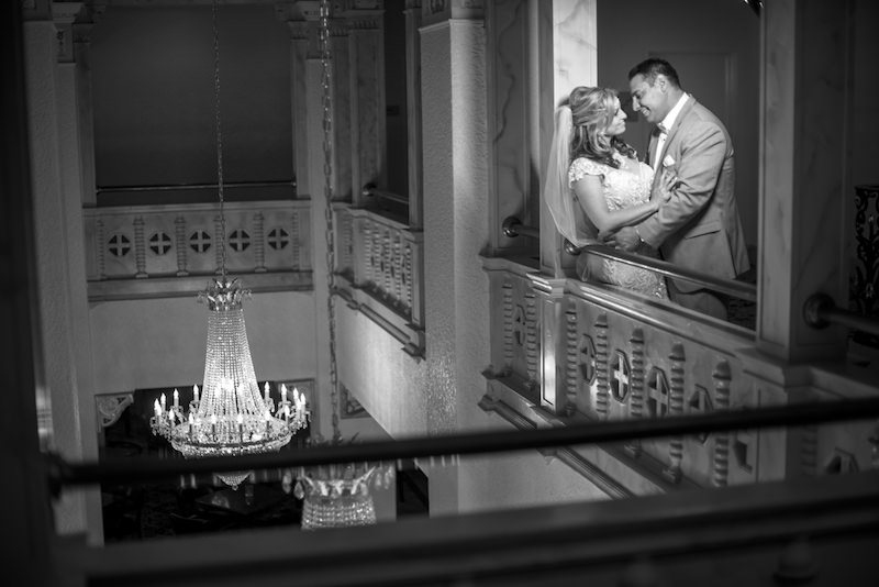 Bride and Groom Wedding Portrait at Historic Downtown Tampa Wedding Venue The Floridan Palace