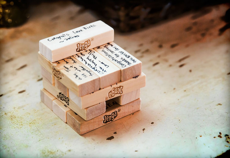 Wedding Reception Guest Book Sign In Jenga Game | Unique Wedding Guestbook Inspiration