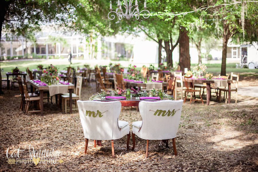 Outdoor Florida Wedding Reception with Vintage Furniture | Tampa Bay Vintage Wedding Furniture and Rentals | The Reserve Vintage Rentals