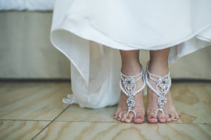 Crystal, Beaded Barefoot Wedding Sandals