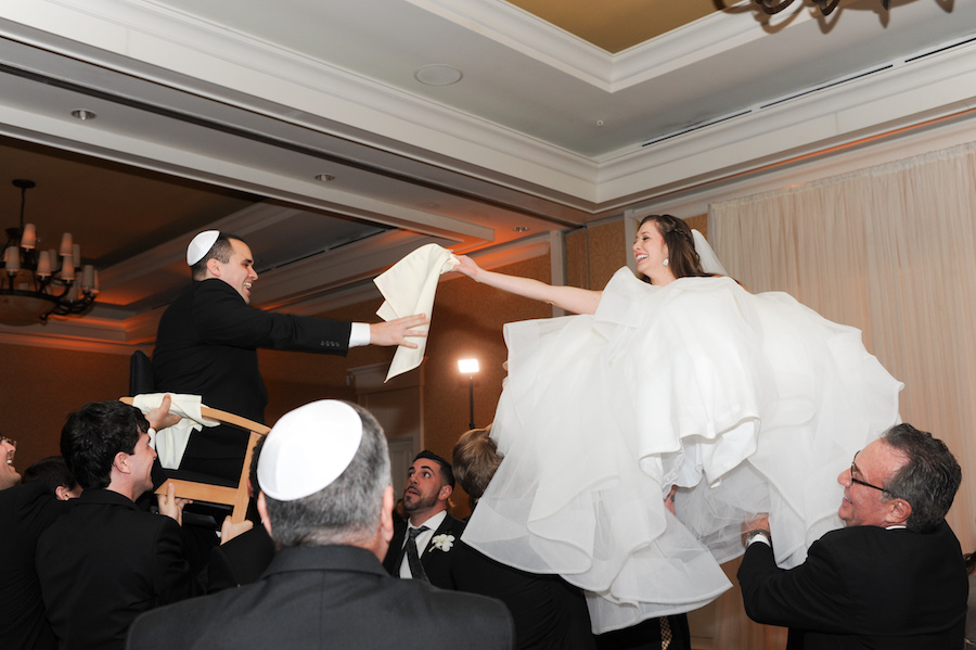 Clearwater Beach Bride and Groom Wedding Portrait Jewish Hora Chair Dance