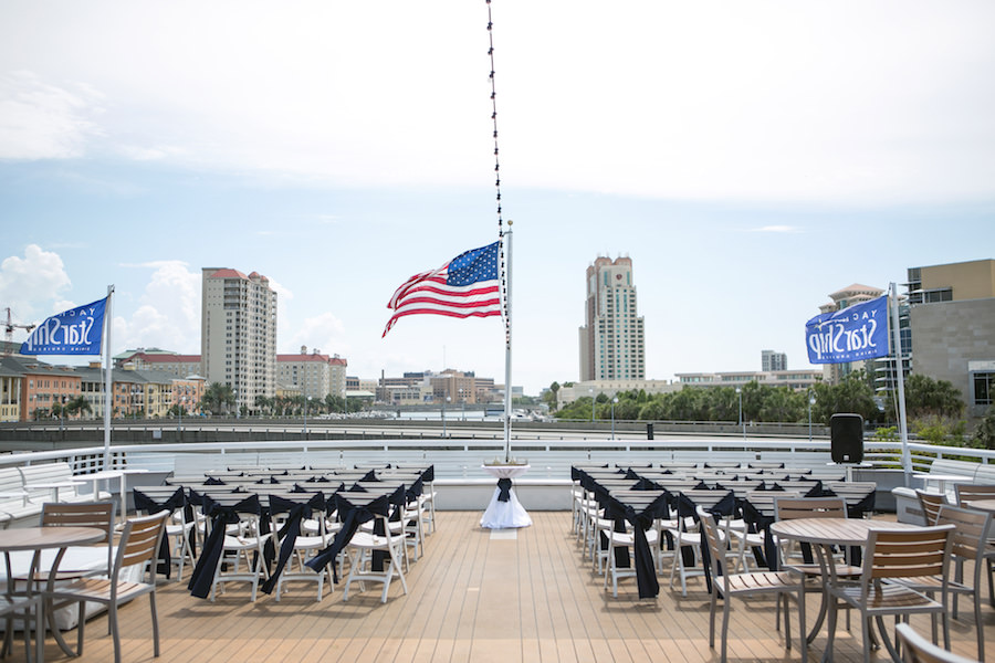 Tampa Outdoor Wedding Ceremony on Tampa Waterfront Wedding Venue Yacht Starship Sensation