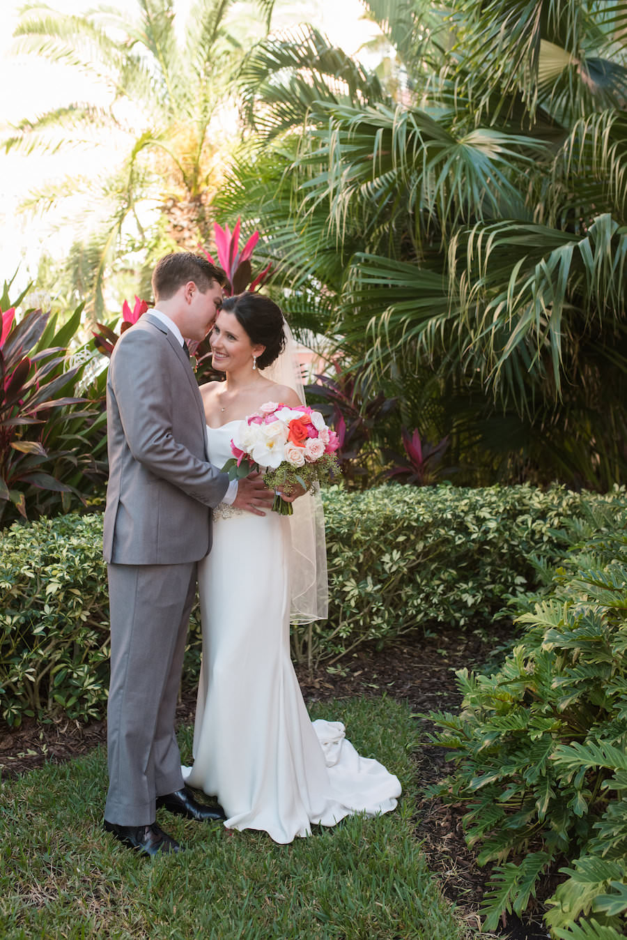 Outdoor, Bride and Groom Wedding Portrait at St. Pete Wedding Venue the Loews Don CeSar