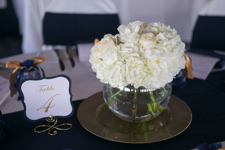 Ivory Table Centerpieces at Tampa Wedding Reception on Yacht Starship Sensation | Tampa Wedding Photographer Carrie Wildes Photography