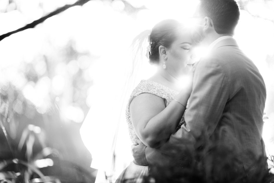 Bride and Groom Outdoor Wedding Portrait Under Spanish Oak | Natural Light Tampa Wedding Photographer Caroline and Evan Photography