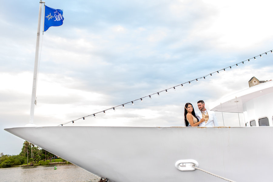 Bride and Groom Wedding Portrait | Downtown Tampa Wedding Venue Yacht StarShip