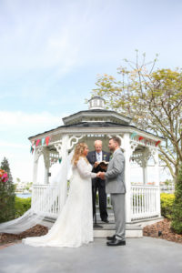 Outdoor Florida Garden Wedding Ceremony Portrait of Bride and Groom