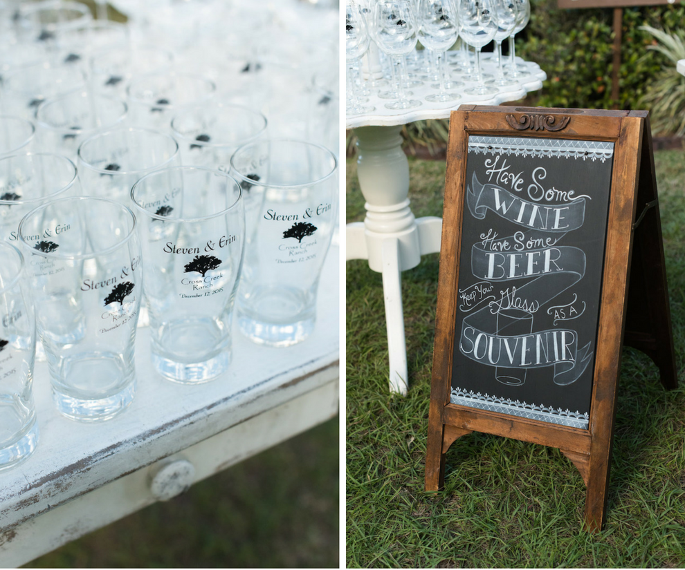 Rustic Wedding Favor Personalized Beer Pint Glasses | Tampa Fl Wedding Photographer Caroline and Evan Photography