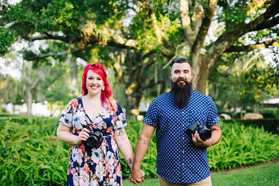 Tampa Bay Wedding Photographer and Videographer | Rad Red Creative Owners Brittany and Leo Trevino Portrait with Cameras