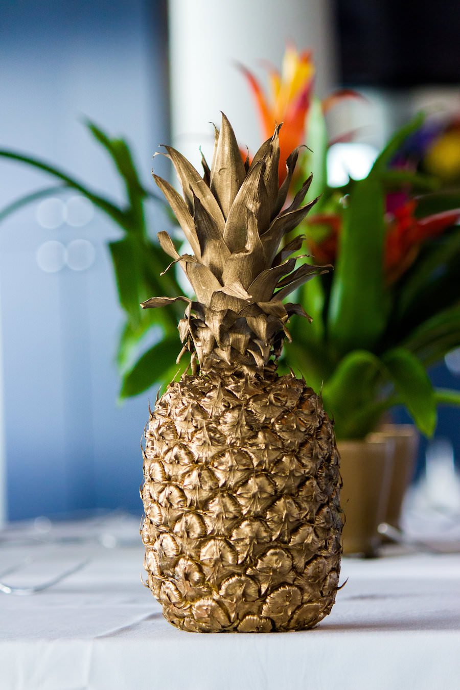 Gold Pained Pineapple Wedding Decor | Tropical Wedding Ideas