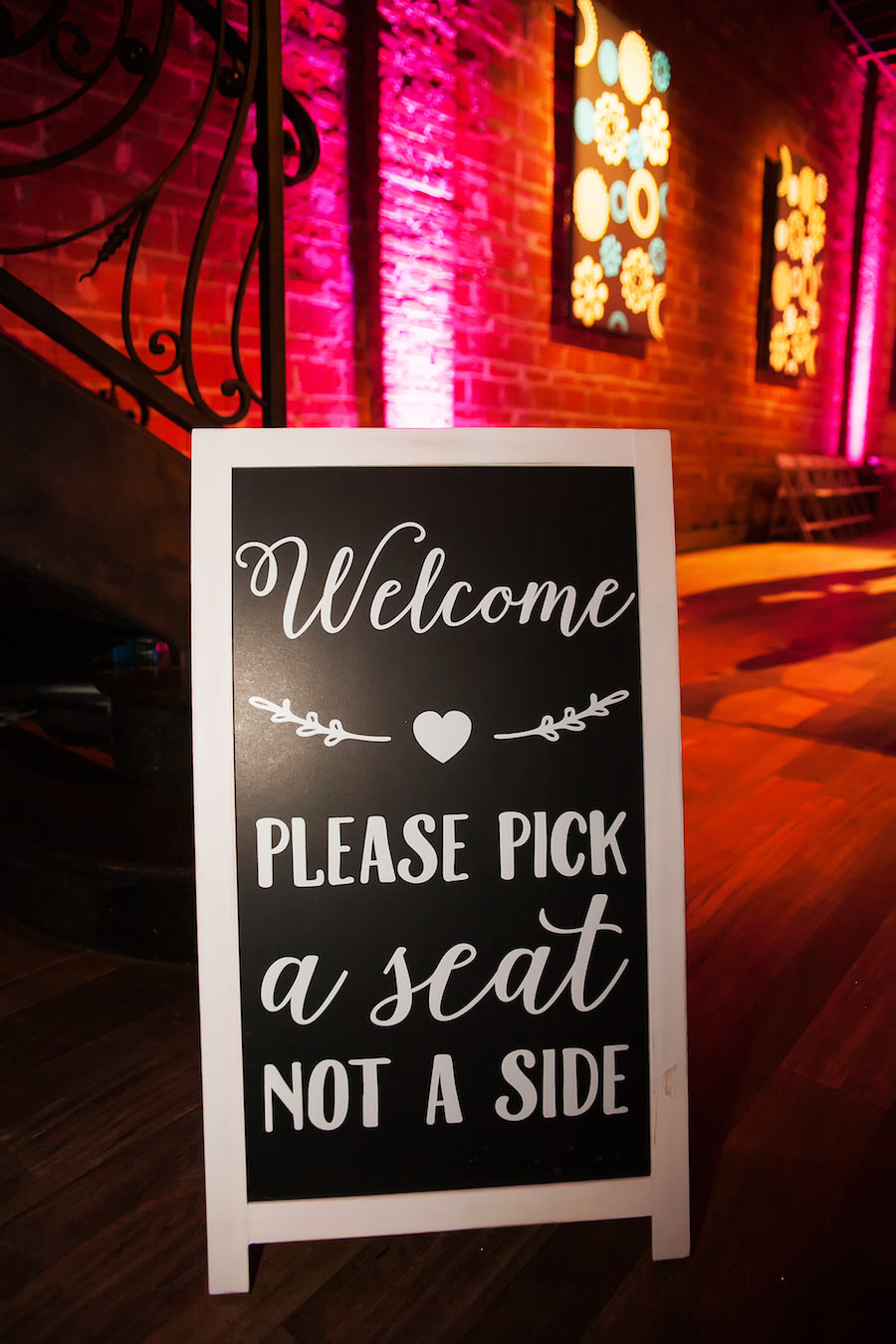Pick a Seat Not a Side Wedding Ceremony Chalkboard Sign