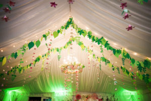 Hanging Floral Decor and Greenery Whimsical, Hanging Wedding Decor at Garden Wedding Reception | Mid-Summer's Night Dream Wedding Inspiration | Outdoor, Tented Tampa Wedding Venue DoubleTree Suites by Hilton