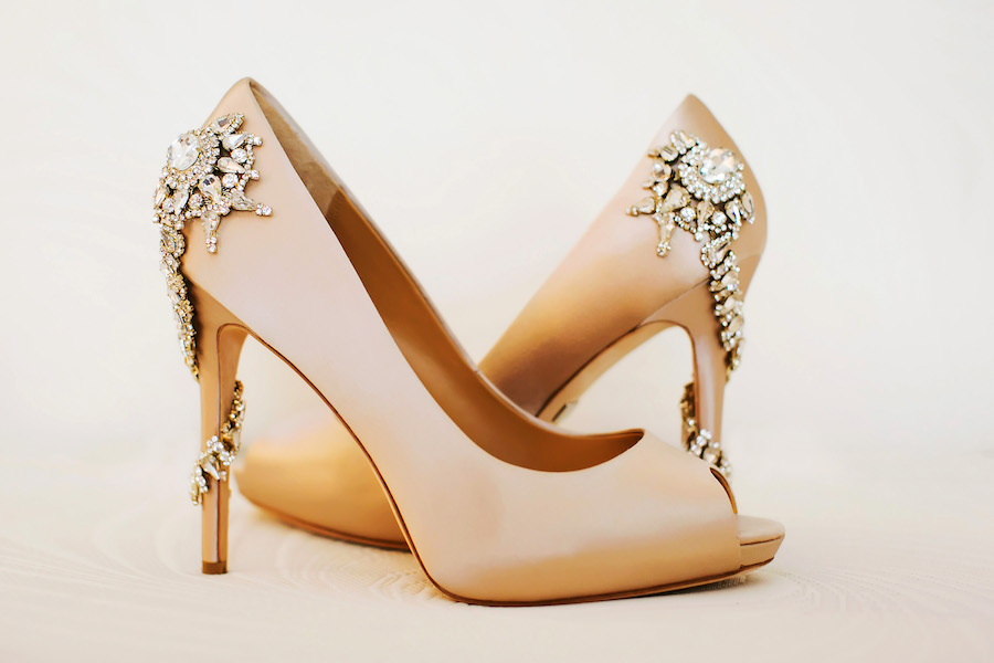 Badgley Mischka 'Royal' Crystal Embellished Peeptoe Pump in Nude | Wedding Shoe Inspiration