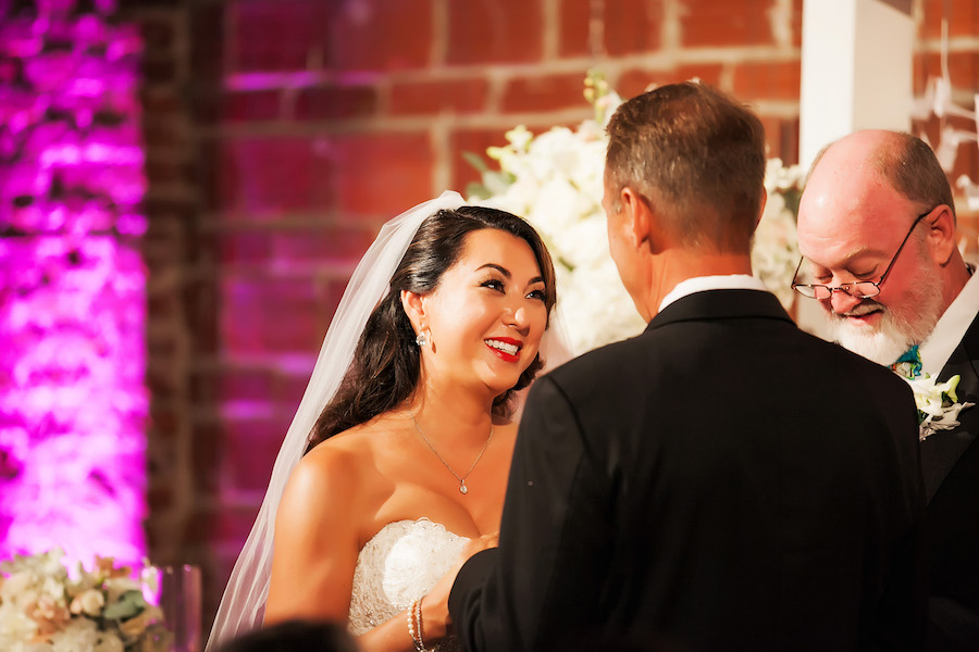 Bride and Groom Exchanging Vows at Indoor Wedding Ceremony | St. Petersburg Wedding Venue NOVA 535