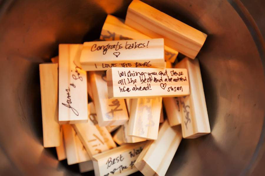 Jenga Guest Book Signing Table at Wedding Reception | Unique Guest Book Ideas