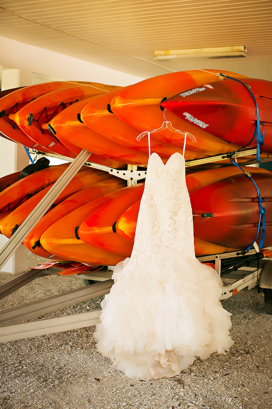 Allure Bridal Sweetheart Wedding Dress with Ruffles on Kayak | Nautical Inspired Wedding Inspiration | St. Petersburg Wedding Photographer Limelight Photography