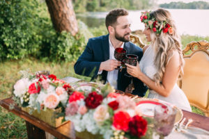 Boho Chic Wedding Portrait with Flower Crown and Waterfront Lake Backdrop Rustic Tampa Bay Wedding Venue The Barn at Crescent Lake at Old McMicky's Farm