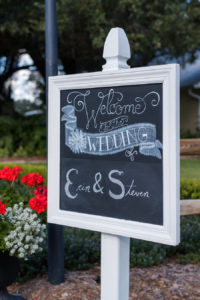 Rustic Wedding Chalkboard Welcome Sign on White Post | Rustic Wedding Ideas and Inspiration