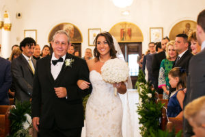 Bride and Father Walking Down the Aisle Wedding Portrait at Wedding Ceremony Venue St Nicholas Greek Orthodox Cathedral Tarpon Springs, FL