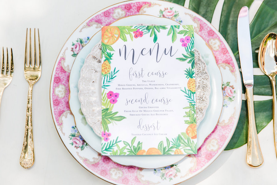 Pink and Green Lilly Pulitzer Inspired, Tropical Wedding Styled Shoot