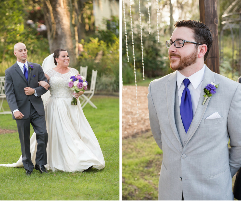 Bride Walking Down The Aisle Wedding Portrait | Tampa Rustic Wedding Ceremony Venue Cross Creek Ranch | Photography by Caroline and Evan Photography