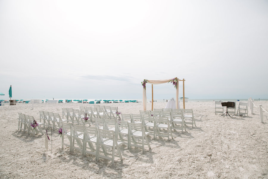 Beach Wedding Ceremony with Bamboo Altar | Beach Wedding Ideas and Inspiration | Clearwater Beach Wedding Venue Hilton Clearwater Beach