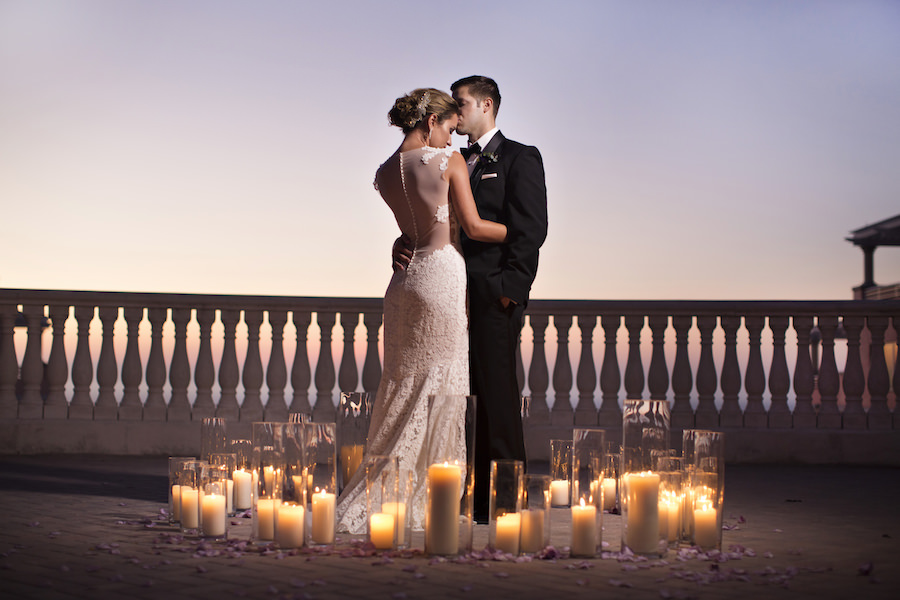 Sunset Candlelit Wedding Portrait Clearwater Beach Wedding Venue