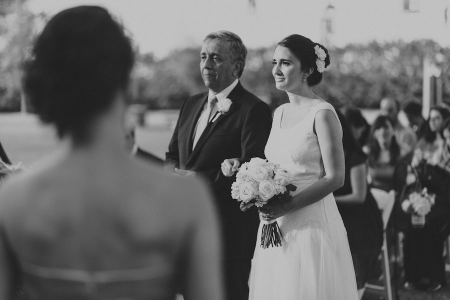 Bride and Dad Walking Down the Aisle Wedding Ceremony