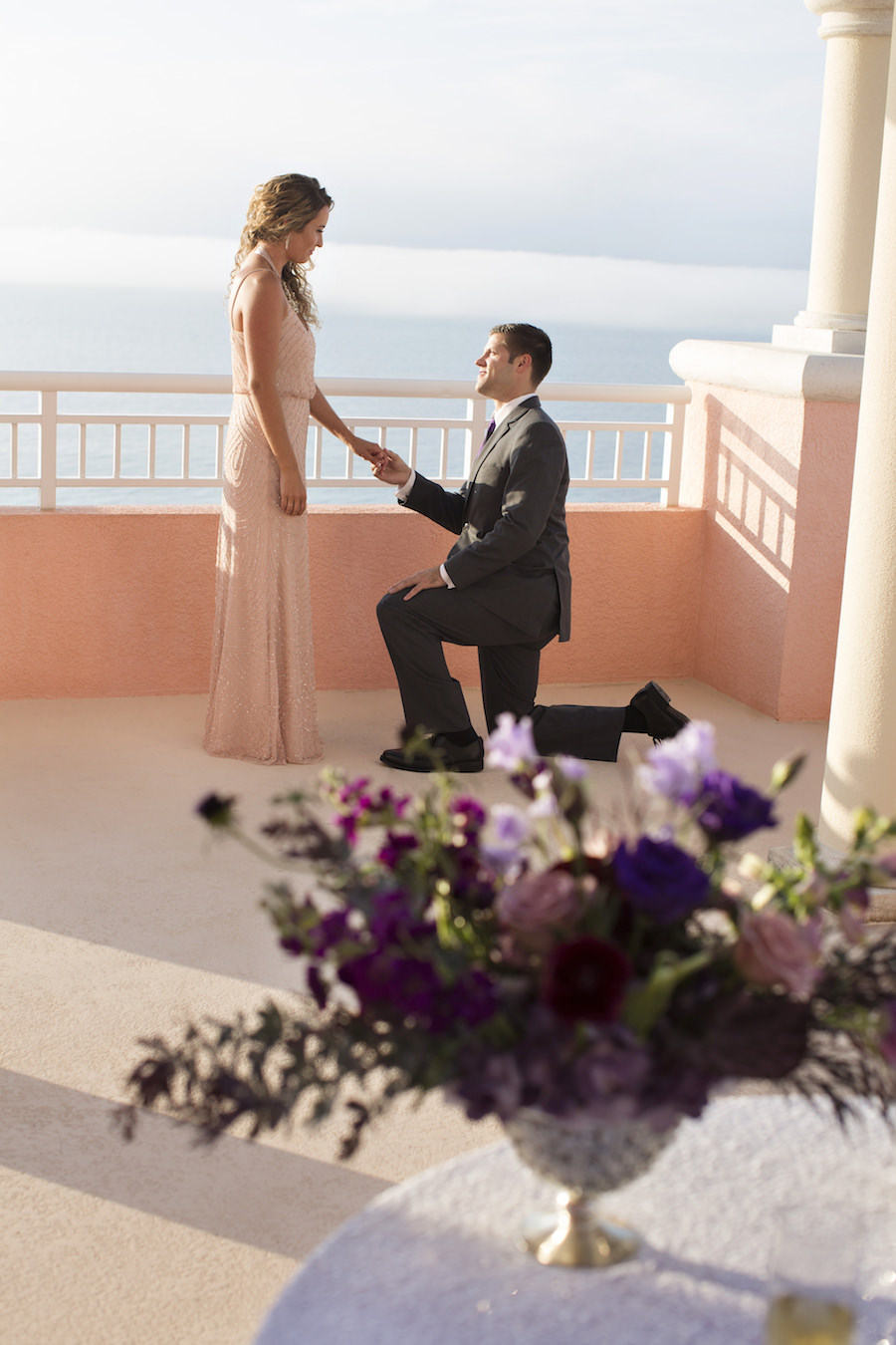 Groom on Bended Knee | Surprise Engagement Proposal at the Hyatt Regency Clearwater Beach | Clearwater Wedding Photographer Djamel Photography