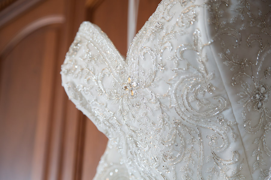 Ivory, Beaded, Strapless Wedding Dress with Sweetheart Neckline