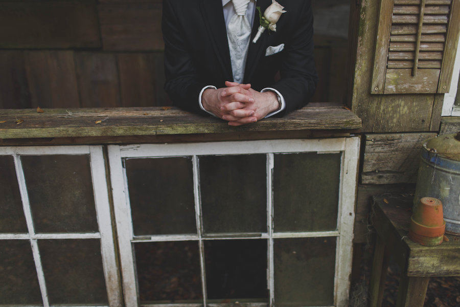 Rustic Outdoor Groom Wedding Portrait