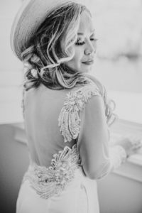 Bride Wedding Portrait with Low Cut Open Back Wedding Dress | Tampa Bay Wedding Photographer Rad Red Creative