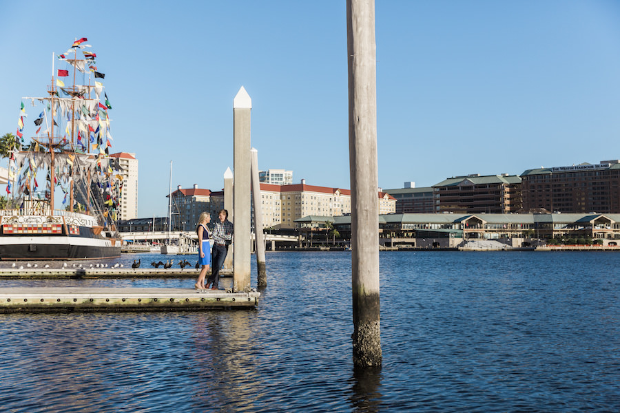 Unique Gasparilla Waterfront Downtown Tampa Wedding Engagement Portraits